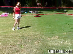 Two teenage lesbians licking eachothers pussy outdoors