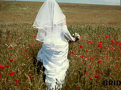 BRIDE4K. Pretty brunette bride fucks a horny shepherd in a summer field