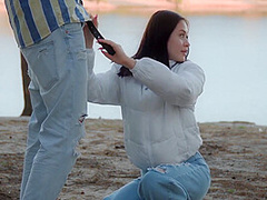 Risky Blowjob On The Beach With Skye Wood