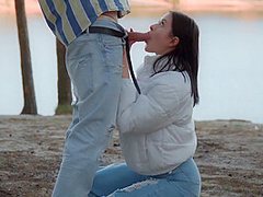 Risky Blowjob On The Beach With Skye Wood