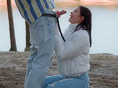 Risky Blowjob On The Beach With Skye Wood