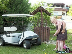Cocksucking Granny Smash Golf Instructor In Outdoor