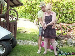 Cocksucking Granny Smash Golf Instructor In Outdoor