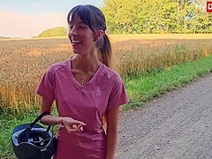 German Skinny Girl Layla Von Hohensee Deepthroats Dick In Nature