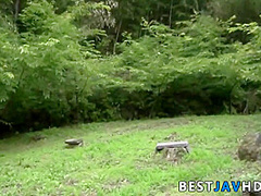 Lustful Mikuru Shiina gives outdoor Asian fellate job - killer Asian porn!