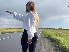 Russian Hitchhiker Is Ready To Suck In The Car