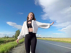Russian Hitchhiker Is Ready To Suck In The Car