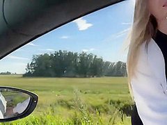 Russian Hitchhiker Is Ready To Suck In The Car