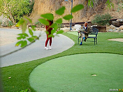 Nasty Old Bench Flasher Meets Thirsty Jogging Nymph With Ebony Mystique, Chong Dong - Brazzers