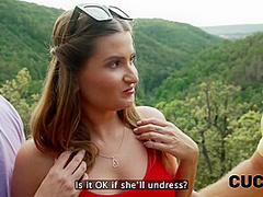 CUCK4K. Husband invited two guys with big dicks to fuck his wife in the forest