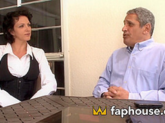 Get prepared for a three-way with a super hot mistress in super-naughty stockings