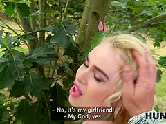 HUNT4K. Young blonde babe was moaning so hard while Hunter fucked her outdoors