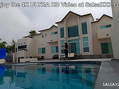 Full Bush Latina Krista Reyes Fucked Hard by the Pool