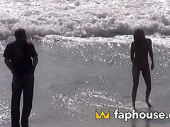 Super fantastic blondie tramp gets her funbags sprayed with steamy cum - kinky outdoor hook-up with naked woman!