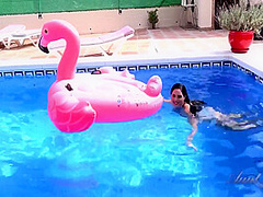 Linda Del Sol And Aunt Judys - Hot Spanish Milf Plays In The Pool