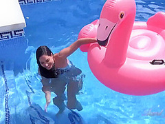 Linda Del Sol And Aunt Judys - Hot Spanish Milf Plays In The Pool