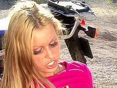 Hot Biker Baby Skinny Blonde Public Outdoor Fac