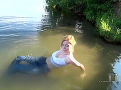 Squirt In A Public Place! Swimming In The Lake With Clothes On!