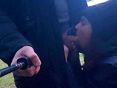 Risky Outdoor Blowjob. We Were Walking In The Park. I Saw A Field. I Decided To Suck A Dick