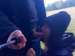 Risky Outdoor Blowjob. We Were Walking In The Park. I Saw A Field. I Decided To Suck A Dick