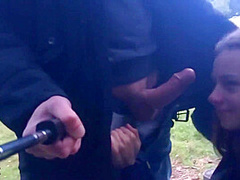 Risky Outdoor Blowjob. We Were Walking In The Park. I Saw A Field. I Decided To Suck A Dick