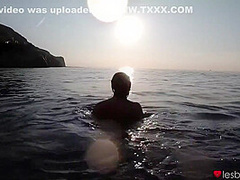 Lilu Moon And Honour May In Totally Naked Lesbian Hotties Jump Right Into Warm Sea