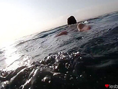 Lilu Moon And Honour May In Totally Naked Lesbian Hotties Jump Right Into Warm Sea