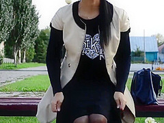 Legal-age Stepmother Demonstrates Publicly Her Natural Boobs And Masturbates Pussy