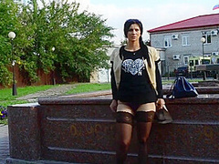 Legal-age Stepmother Demonstrates Publicly Her Natural Boobs And Masturbates Pussy