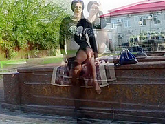 Legal-age Stepmother Demonstrates Publicly Her Natural Boobs And Masturbates Pussy