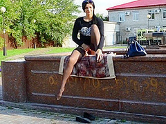Legal-age Stepmother Demonstrates Publicly Her Natural Boobs And Masturbates Pussy