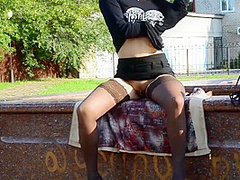 Legal-age Stepmother Demonstrates Publicly Her Natural Boobs And Masturbates Pussy