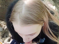 Beautiful Young Girl Gives Public Blowjob To Her Stepbrother And Swallows Cum - Pov Public