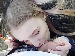 Beautiful Young Girl Gives Public Blowjob To Her Stepbrother And Swallows Cum - Pov Public