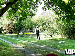 VIP4K. Sexy redhead Miss Olivia showed her red lingerie and fucked in public in front of her BF