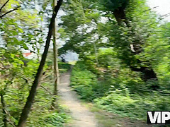 VIP4K. Sexy redhead Miss Olivia showed her red lingerie and fucked in public in front of her BF