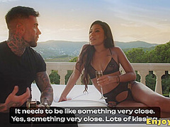 Andrea Retali and her remarkable sunset in the background give an exceptional sex - enjoy super hot hard-core porn!