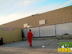 Naughty Cop Sarah Vandella Strokes Lucky Prisoner - PublicHandjobs