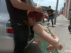 European Cutie Made To Jack Off A Stranger And Walk Through The Streets With His Cum On Her Face - Kink