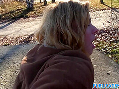 Hot Lost Blonde Sucks Strangers Cock For Cash