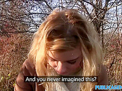 Hot Lost Blonde Sucks Strangers Cock For Cash