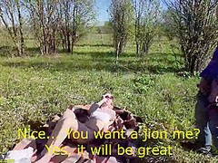 sunbathing becomes a public fuck lesson