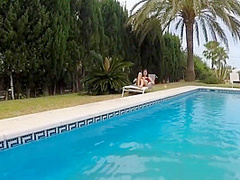 Marcello Bravo And Little Caprice In Beauty Tries In The Pool To Perform An Underwater Blowjob To A Sports