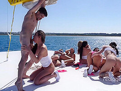Cute Brunette Babe Henessy Called Her Friends to Celebrate Her Birthday Party on the a-class Yacht