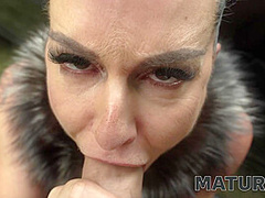 MATURE4K. Gorgeous Texas Patti is having kinky sex with a huge cock in the woods