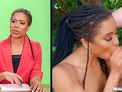 Sexy Black News Reporter In Red Heels Boned In The Park With And Kira - Kira Noir And Charles Dera