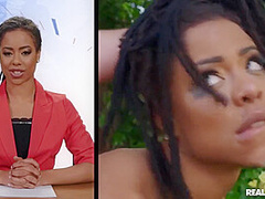 Sexy Black News Reporter In Red Heels Boned In The Park With And Kira - Kira Noir And Charles Dera