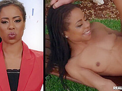 Sexy Black News Reporter In Red Heels Boned In The Park With And Kira - Kira Noir And Charles Dera