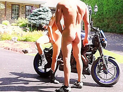 Outdoor Ride Blonde Slut Gets Stuffed
