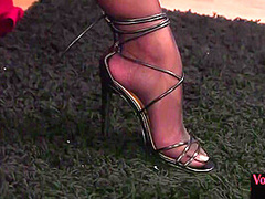 Glamorous stockings voyeur teasing guy